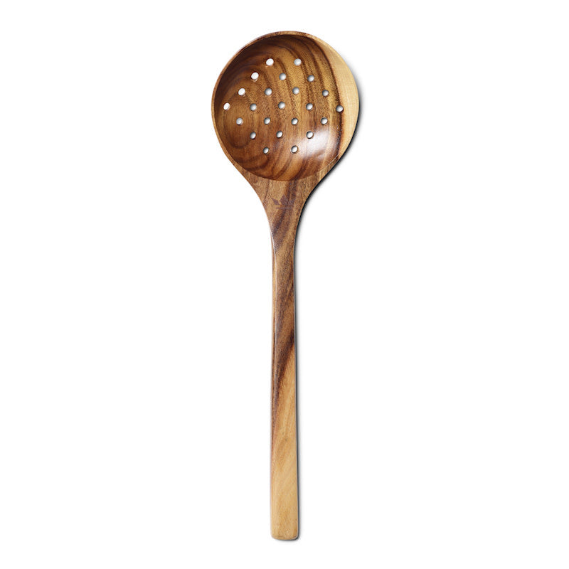 Maison Lipari Wooden Skimmer Spoon XL | Acacia Wood 34.5x11 cm  DUTCH DELUXES.