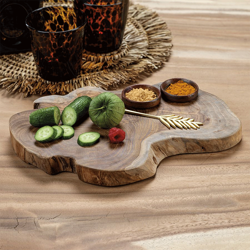 Zodax | Bali Teck Root Serving Board with Condiment Bowls