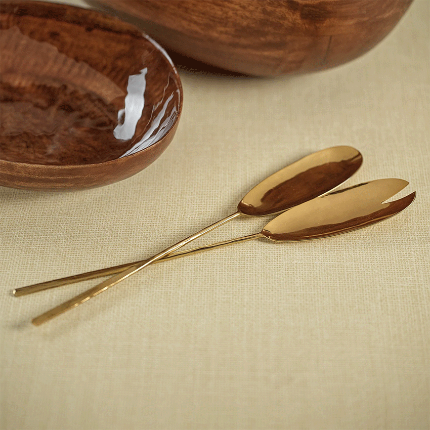 Zodax | Set of 2 Maize Polished Gold Sever Spoons